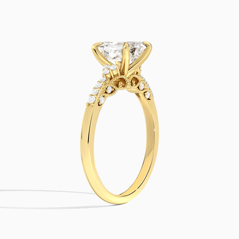 Emerald Joy Lab Grown Diamond Engagement Ring In 14K Yellow Gold, Angle View