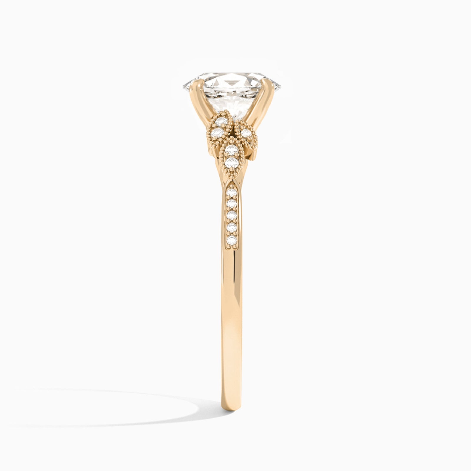 Oval Aspen Lab Grown Diamond Engagement Ring In 14K Rose Gold, Side View