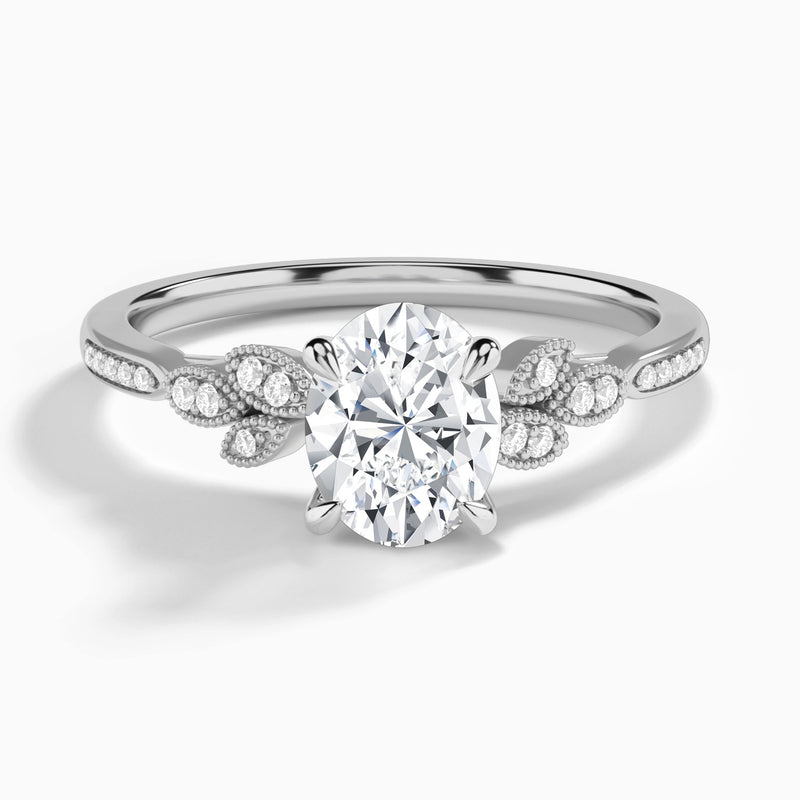 Oval Aspen Lab Grown Diamond Engagement Ring In 14K White Gold - Lucenjuri