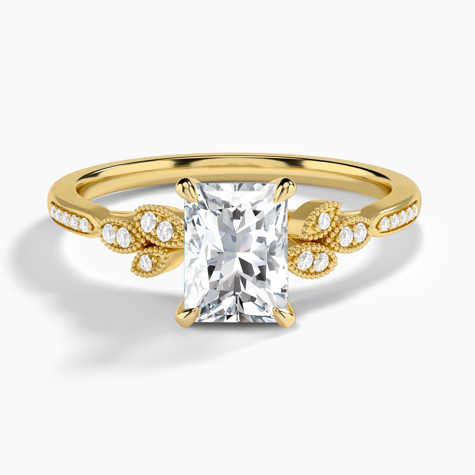 Radiant Aspen Lab Grown Diamond Engagement Ring In 14K Yellow Gold - Lucenjuri