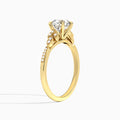 Round Aspen Lab Grown Diamond Engagement Ring In 18K Yellow Gold, Angle View