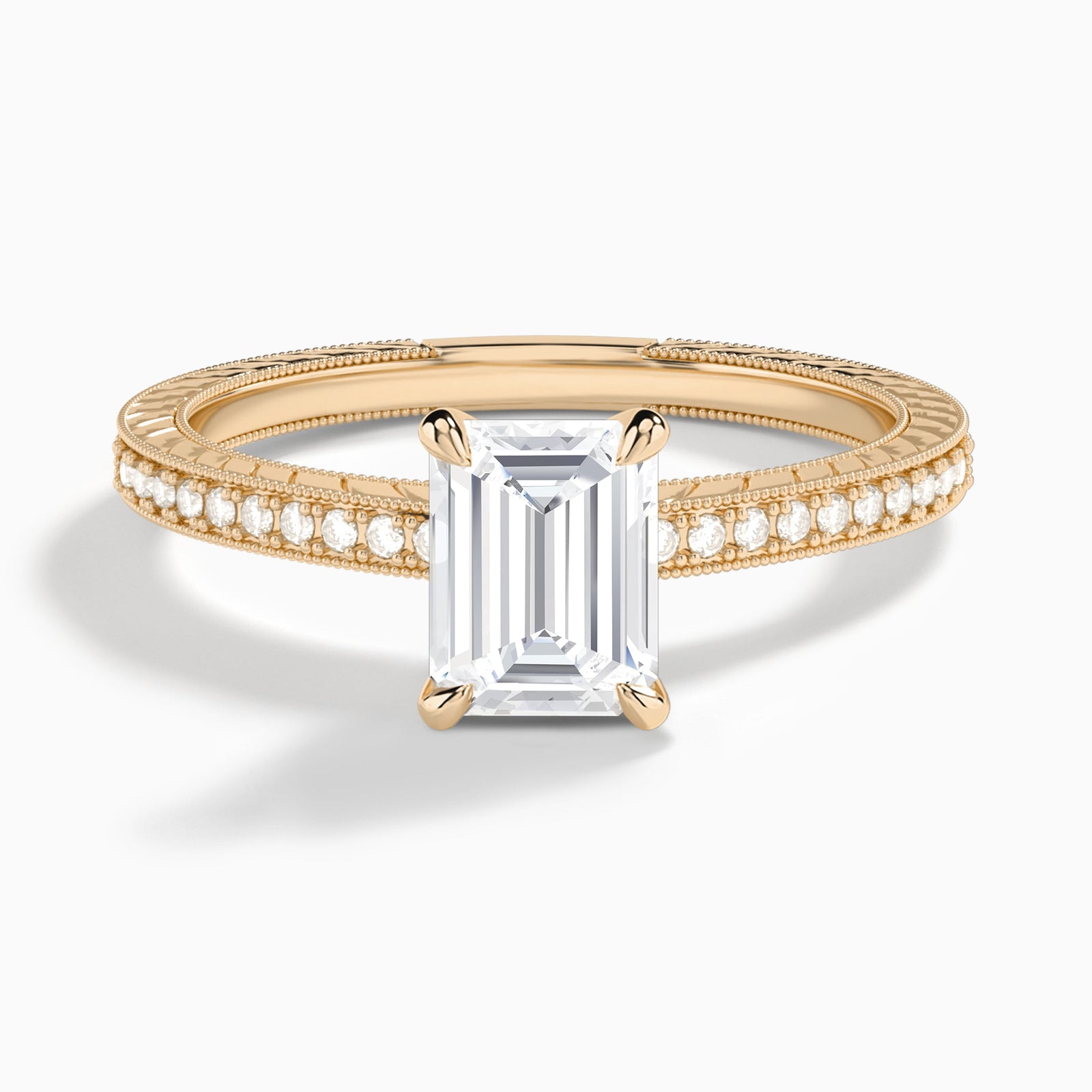 Emerald Carla Lab Grown Diamond Engagement Ring In 14K Rose Gold - Lucenjuri