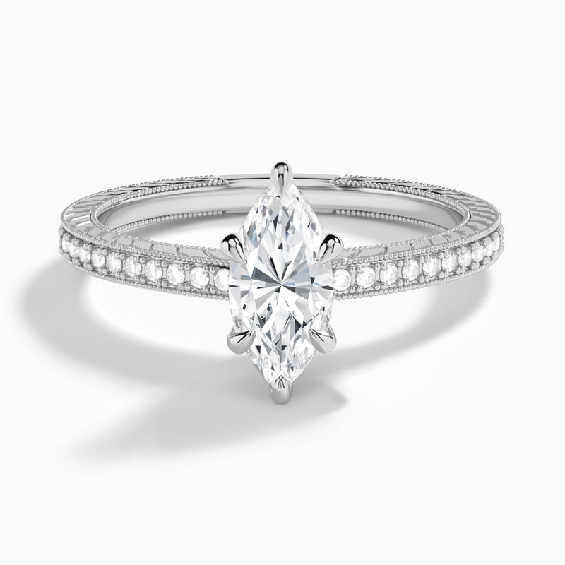 Marquise Carla Lab Grown Diamond Engagement Ring In 14K White Gold - Lucenjuri