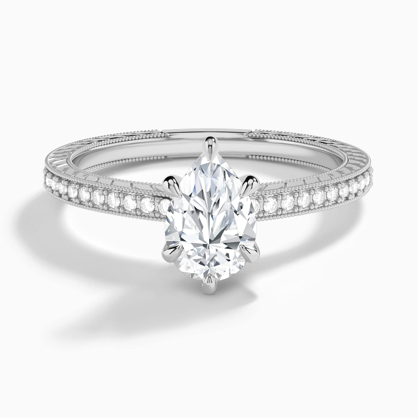 Pear Carla Lab Grown Diamond Engagement Ring In 14K White Gold - Lucenjuri