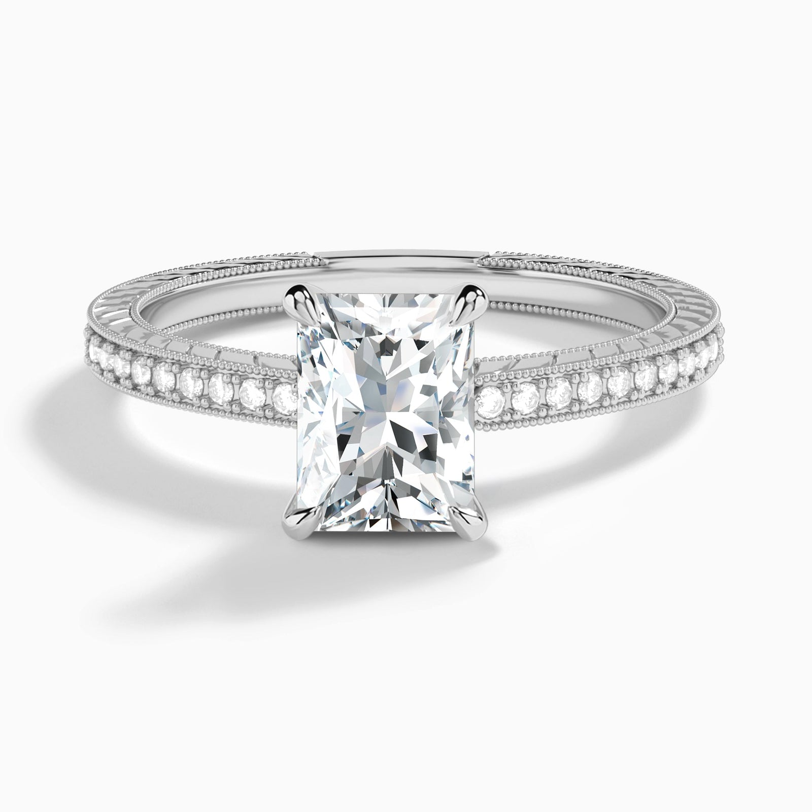 Radiant Carla Lab Grown Diamond Engagement Ring In 14K White Gold - Lucenjuri