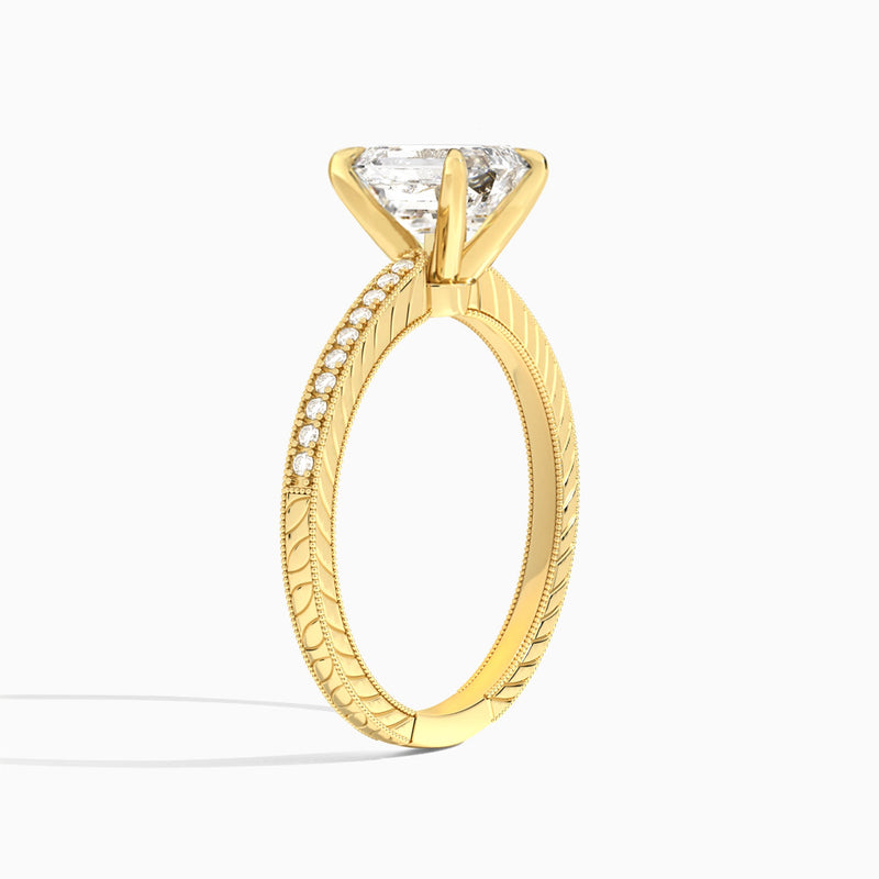 Emerald Carla Lab Grown Diamond Engagement Ring In 14K Yellow Gold, Angle View