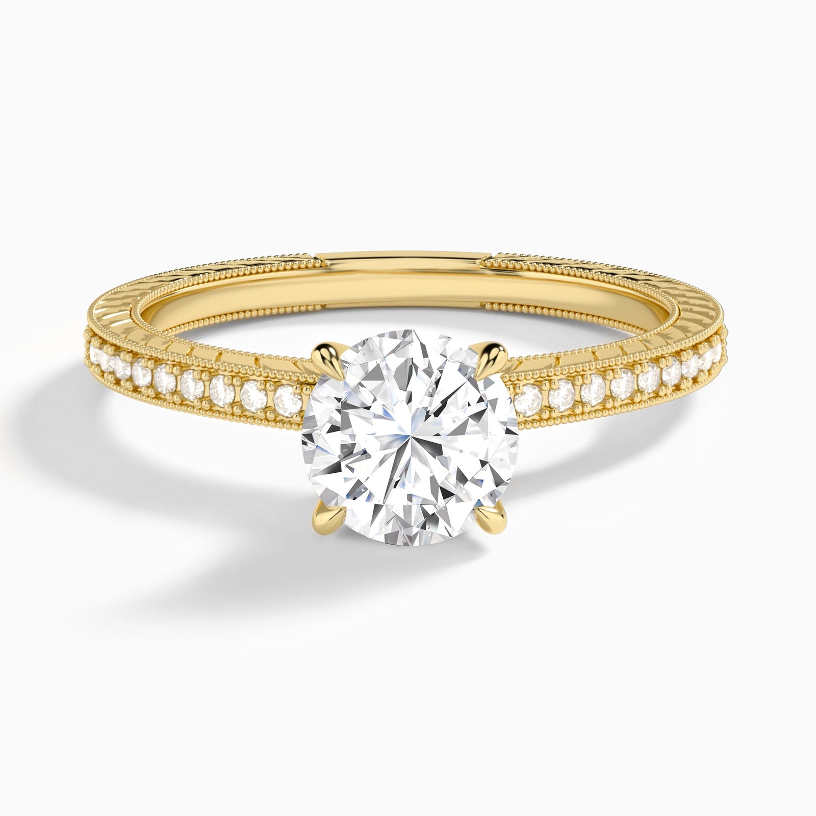 Round Carla Lab Grown Diamond Engagement Ring In 14K Yellow Gold - Lucenjuri