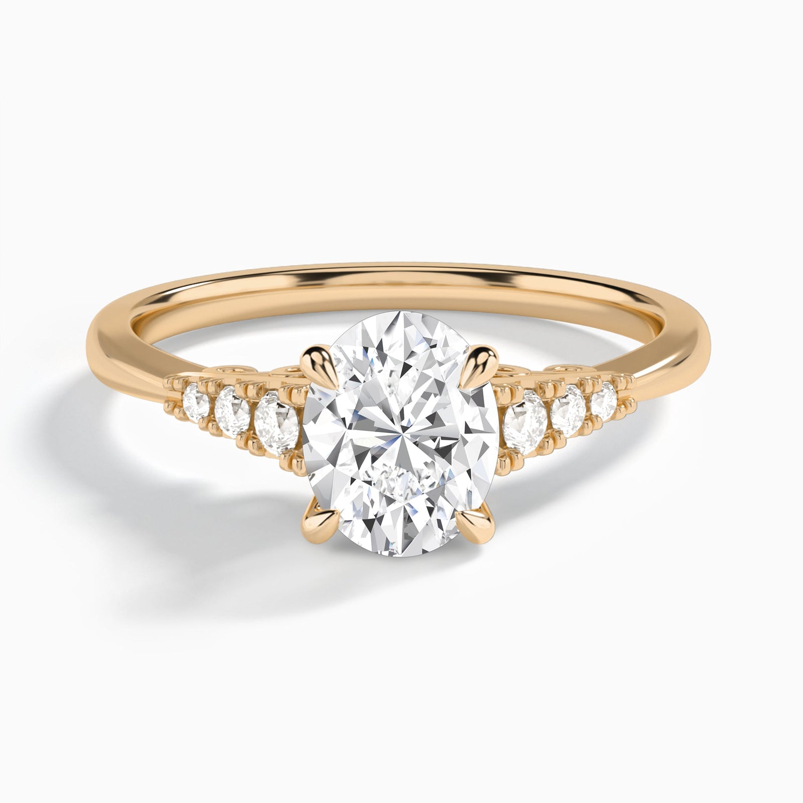 Oval Ava Cathedral Engagement Ring In 14K Rose Gold - Lucenjuri