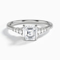 Asscher Ava Cathedral Engagement Ring In 18K White Gold - Lucenjuri