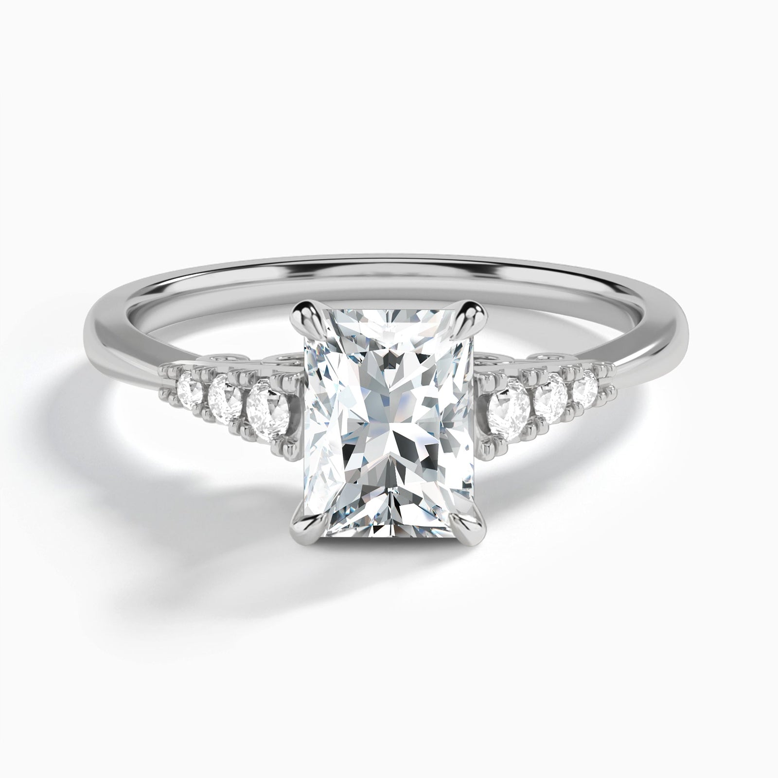 Radiant Ava Cathedral Engagement Ring In 14K White Gold - Lucenjuri