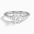Round Ava Cathedral Engagement Ring In 18K White Gold - Lucenjuri