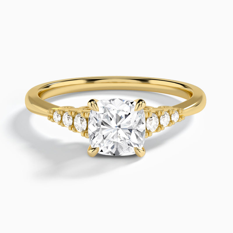 Cushion Ava Cathedral Engagement Ring In 14K Yellow Gold - Lucenjuri