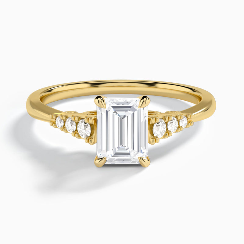 Emerald Ava Cathedral Engagement Ring In 14K Yellow Gold - Lucenjuri