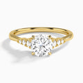Round Ava Cathedral Engagement Ring In 14K Yellow Gold - Lucenjuri