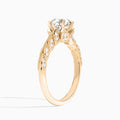 Round Laurel Diamond Engageemnt Ring In 14K Rose Gold, Angle View