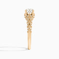 Round Laurel Diamond Engageemnt Ring In 14K Rose Gold, Side View
