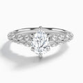 Pear Laurel Diamond Engageemnt Ring In 14K White Gold - Lucenjuri