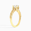 Cushion Laurel Diamond Engageemnt Ring In 14K Yellow Gold, Angle View