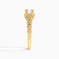 Cushion Laurel Diamond Engageemnt Ring In 14K Yellow Gold, Side View