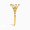 Pear Laurel Diamond Engageemnt Ring In 14K Yellow Gold, Side View