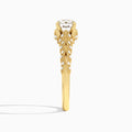 Round Laurel Diamond Engageemnt Ring In 14K Yellow Gold, Side View
