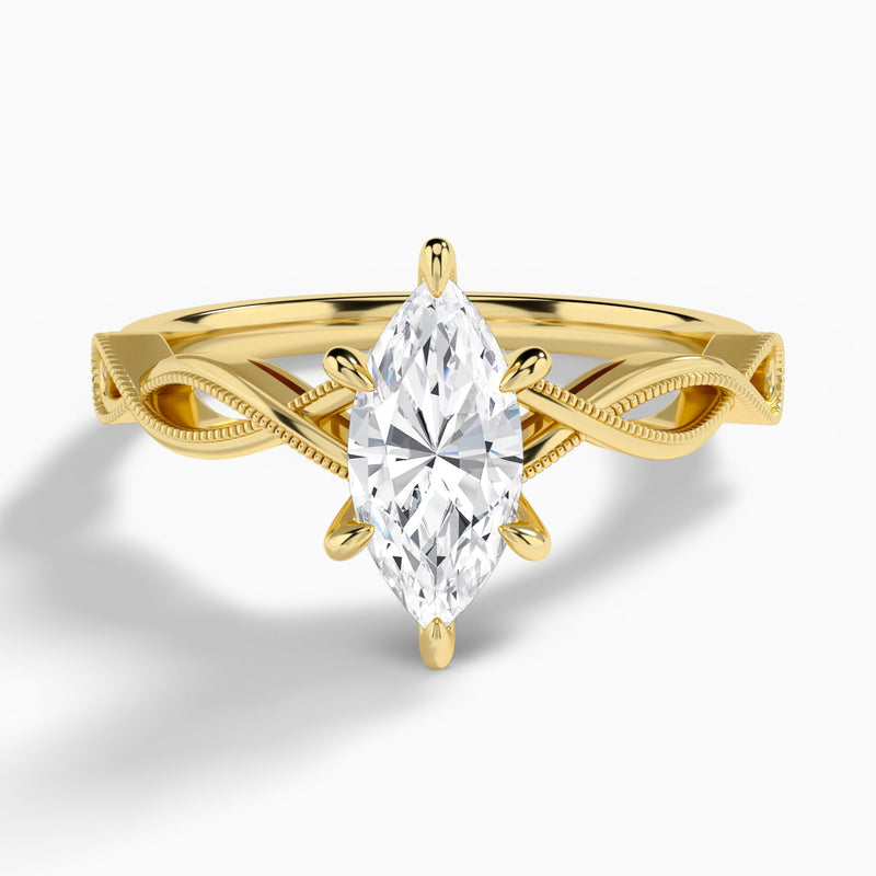 Marquise Petite Infinito Lab Diamond Engagement Ring In 14K Yellow Gold - Lucenjuri