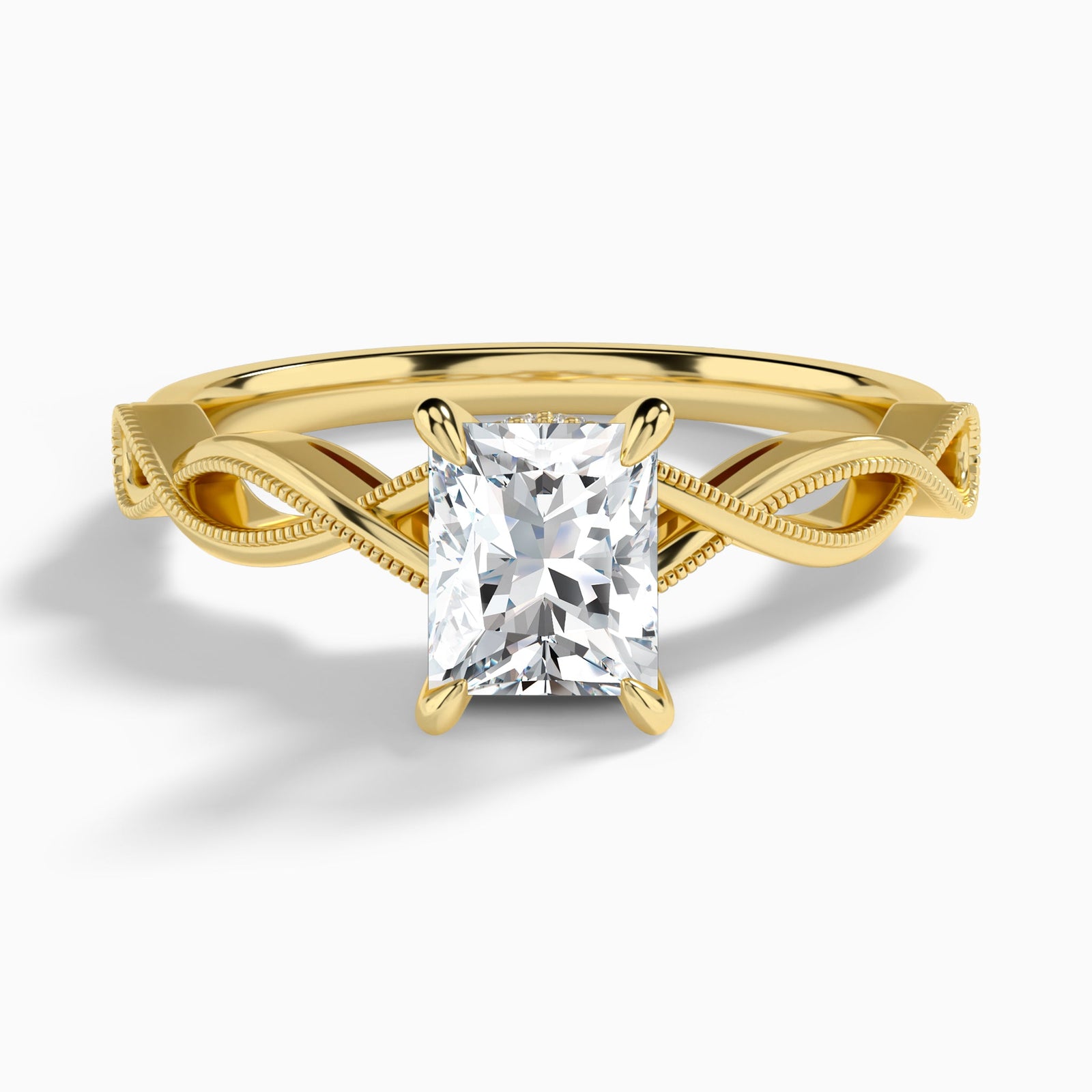 Radiant Petite Infinito Lab Diamond Engagement Ring In 14K Yellow Gold - Lucenjuri