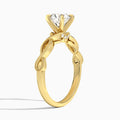 Round Petite Infinito Lab Diamond Engagement Ring In 18K Yellow Gold, Angle View