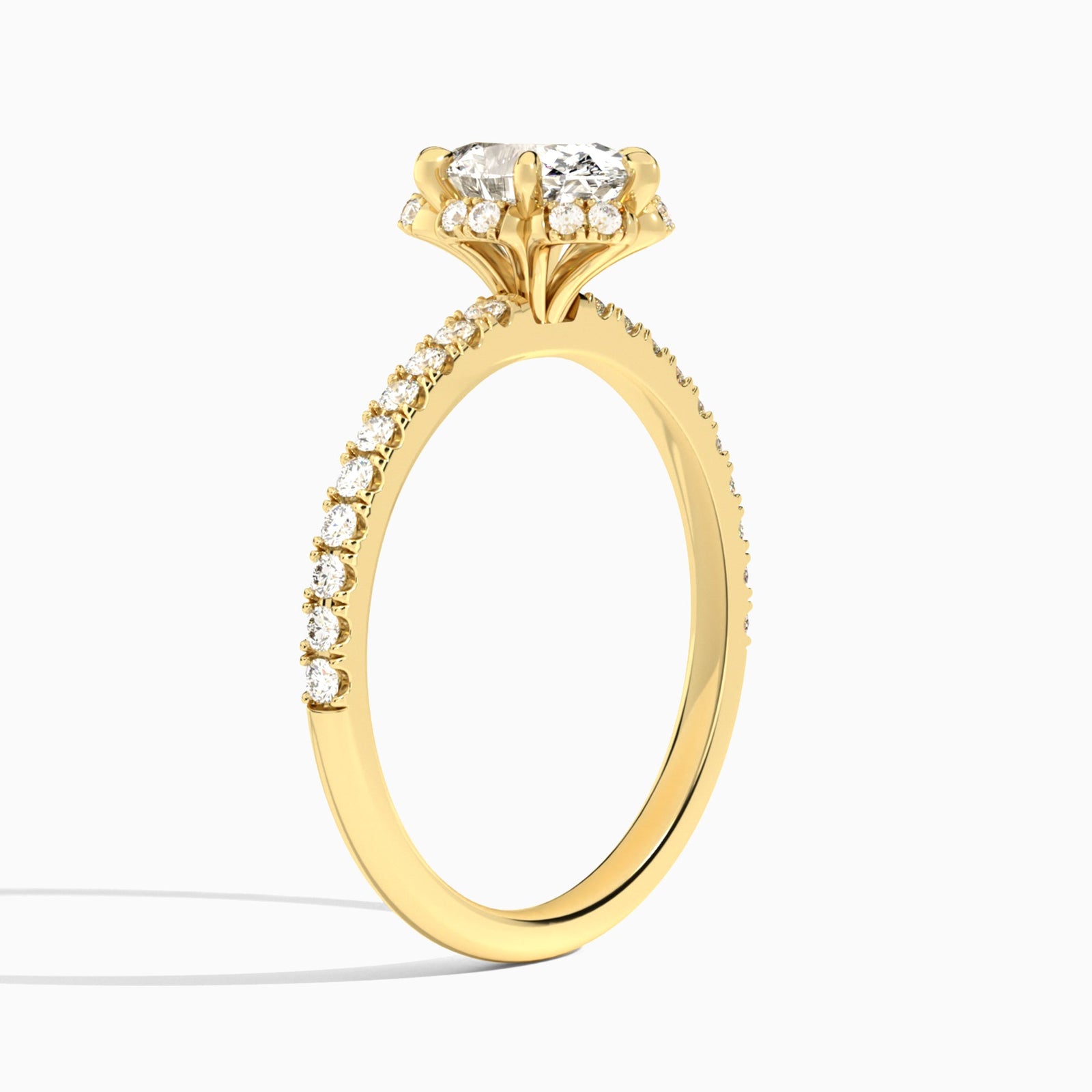 Oval Verity Lab Grown Diamond Engagement Ring In 14K Yellow Gold, Angle View