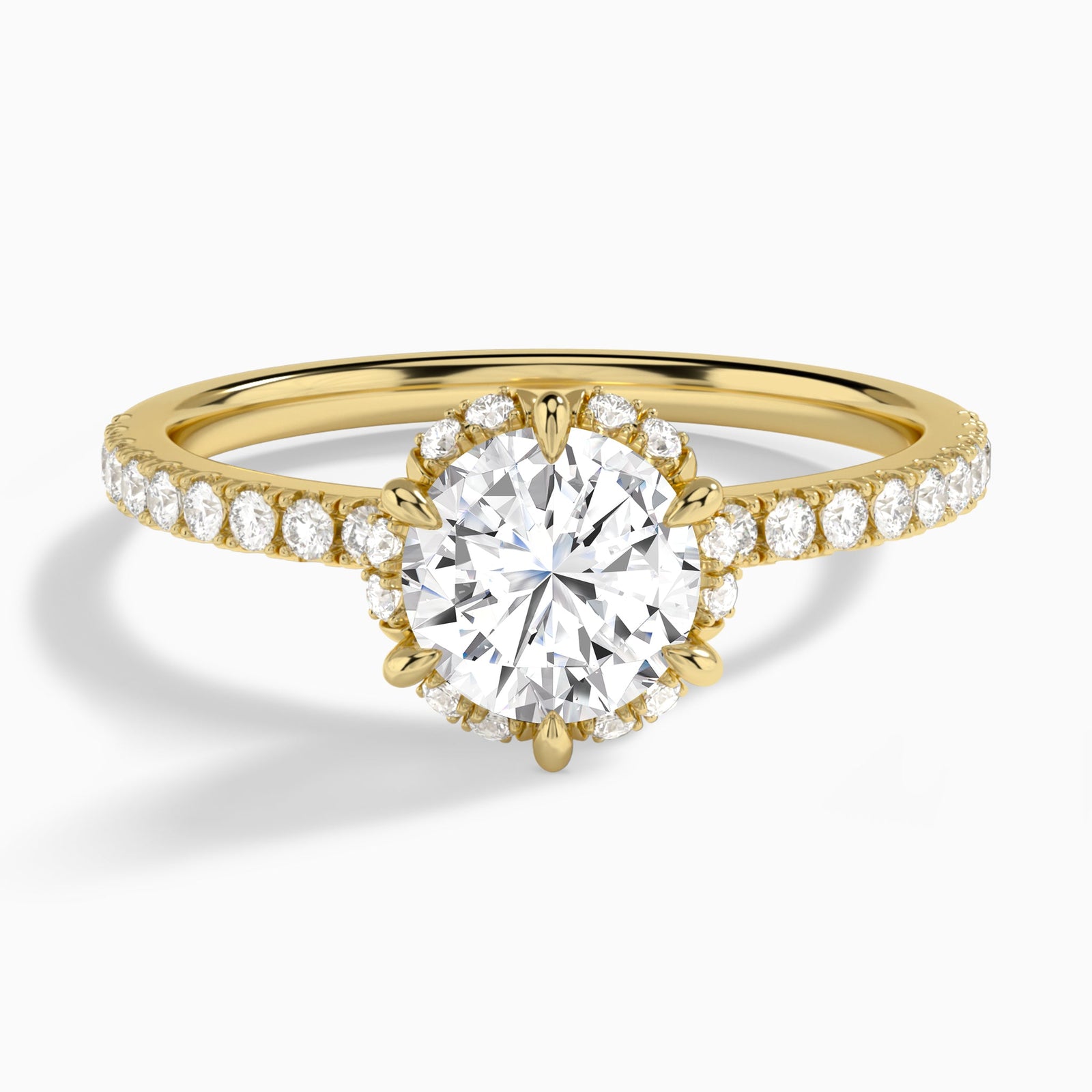 Round Verity Lab Grown Diamond Engagement Ring In 14K Yellow Gold - Lucenjuri