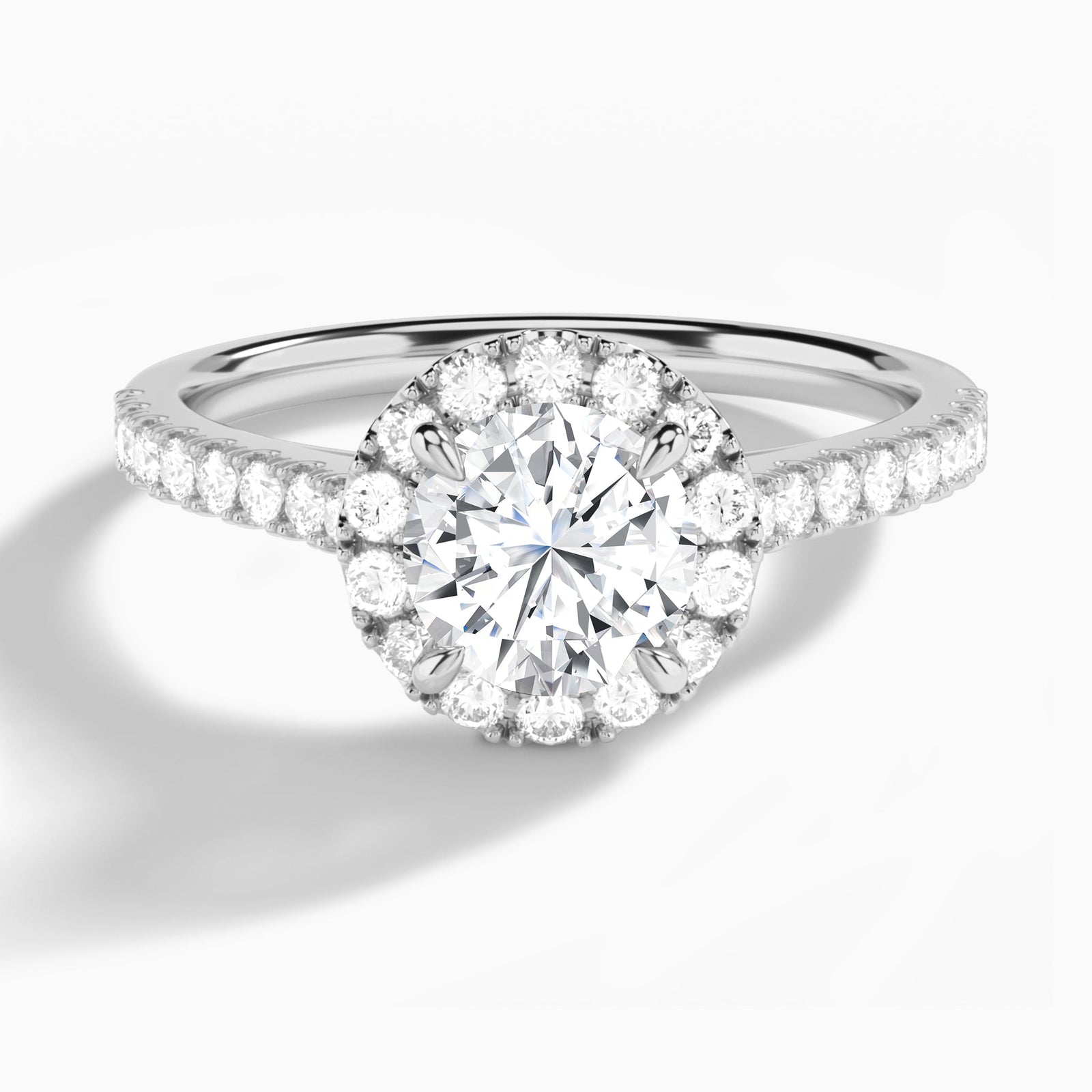 Round Gwendolyn Halo Lab Grown Diamond Engagement Ring In Platinum - Lucenjuri