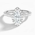 Marquise Gwendolyn Halo Lab Diamond Engagement Ring In 14K White Gold - Lucenjuri