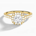 Cushion Gwendolyn Halo Lab Diamond Engagement Ring In 18K Yellow Gold - Lucenjuri