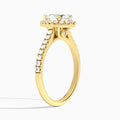 Pear Gwendolyn Halo Lab Diamond Engagement Ring In 14K Yellow Gold, Angle View