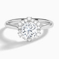 Round Flocon de Neige Lab Diamond Engagement Ring In 14K White Gold - Lucenjuri