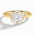 Round Flocon de Neige Lab Diamond Engagement Ring In 18K Yellow Gold - Lucenjuri