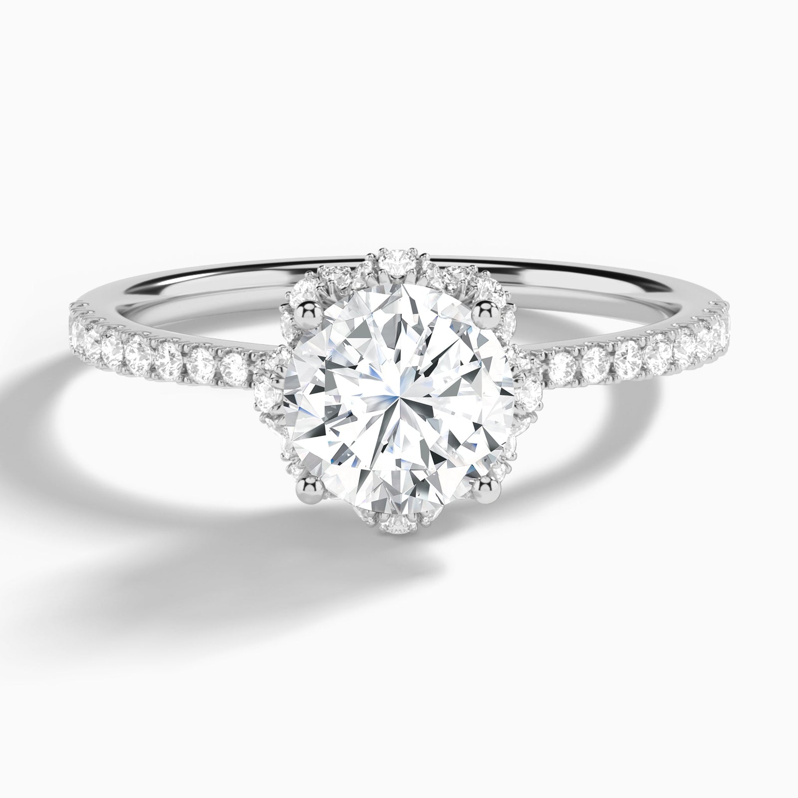 Round Dorothea Lab Grown Diamond Engagement Ring In Platinum - Lucenjuri