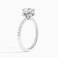 Round Dorothea Lab Grown Diamond Engagement Ring In Platinum, Angle View