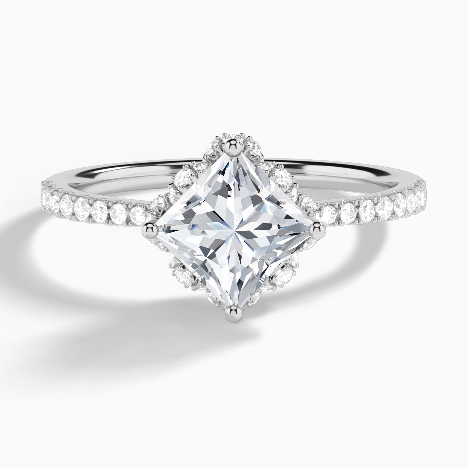 Princess Dorothea Lab Grown Diamond Engagement Ring In 18K White Gold - Lucenjuri