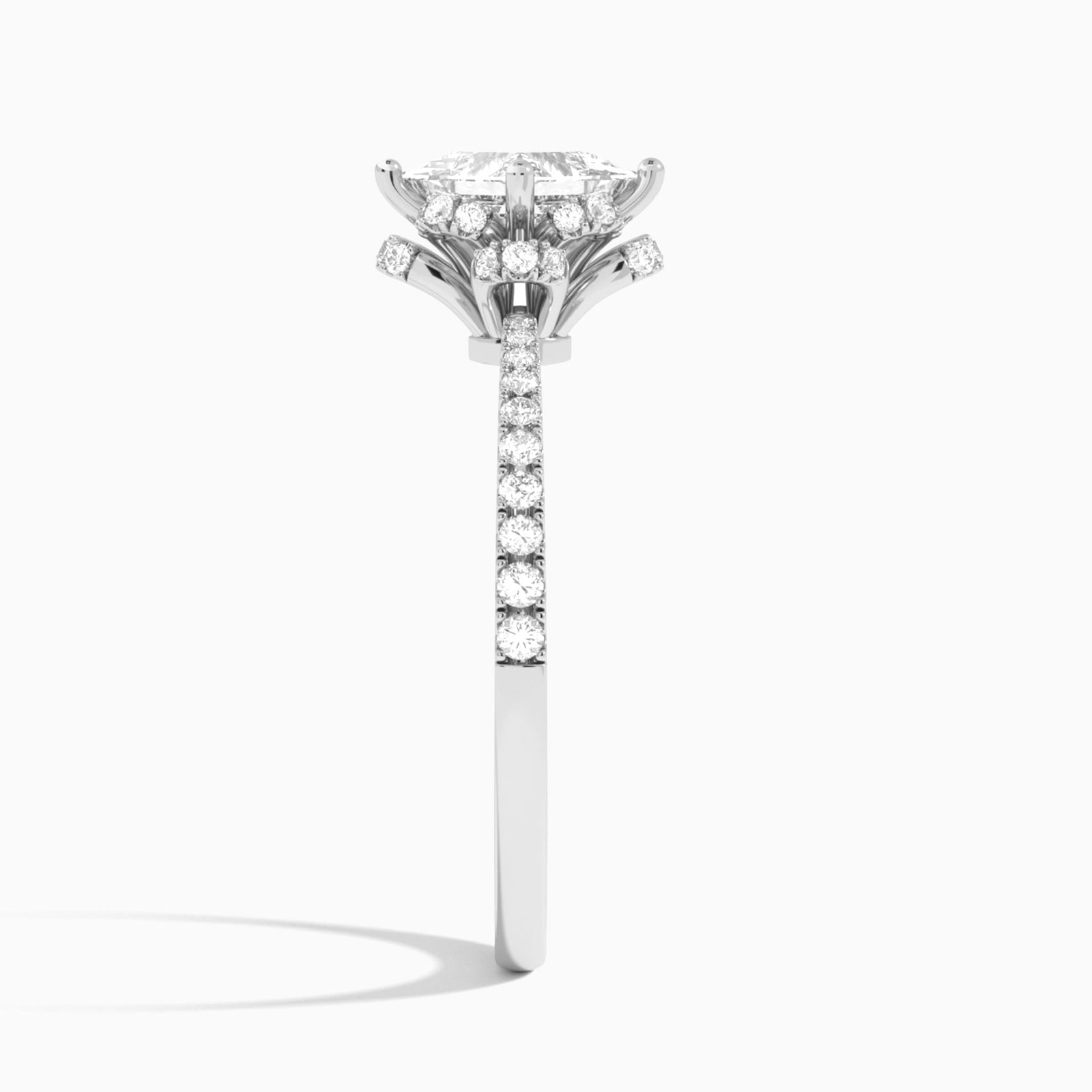 Princess Dorothea Lab Grown Diamond Engagement Ring In 18K White Gold, Side View