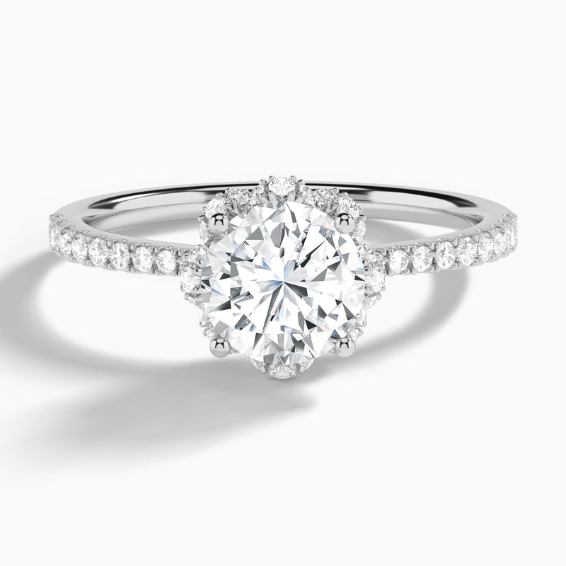 Round Dorothea Lab Grown Diamond Engagement Ring In 14K White Gold - Lucenjuri