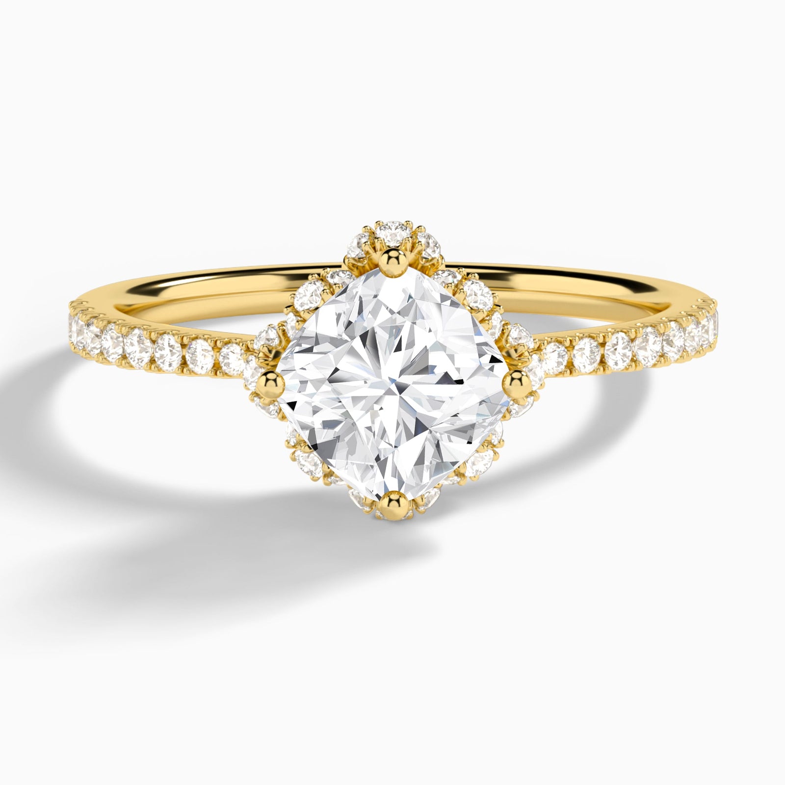 Cushion Dorothea Lab Grown Diamond Engagement Ring In 18K Yellow Gold - Lucenjuri