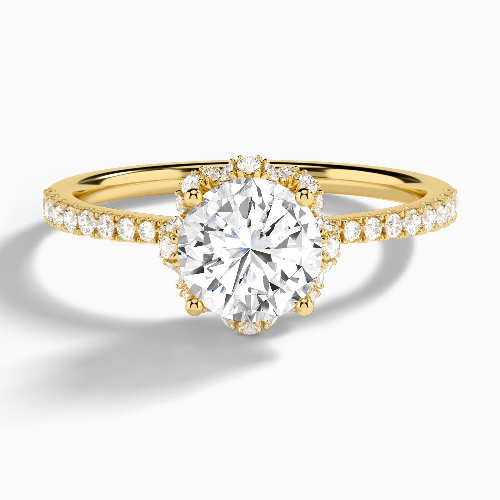 Round Dorothea Lab Grown Diamond Engagement Ring In 14K Yellow Gold - Lucenjuri