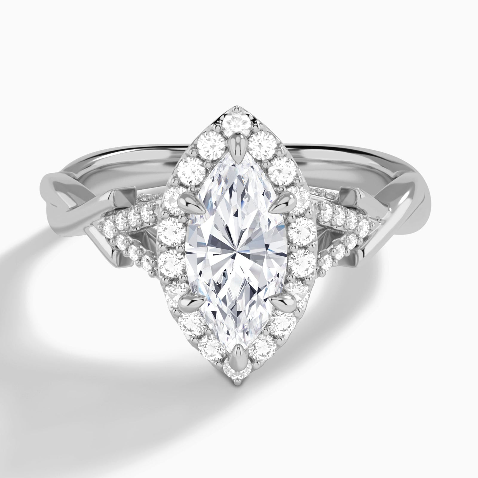 Marquise Luxe Victoria Lab Grown Diamond Engagement Ring In 14K White Gold - Lucenjuri