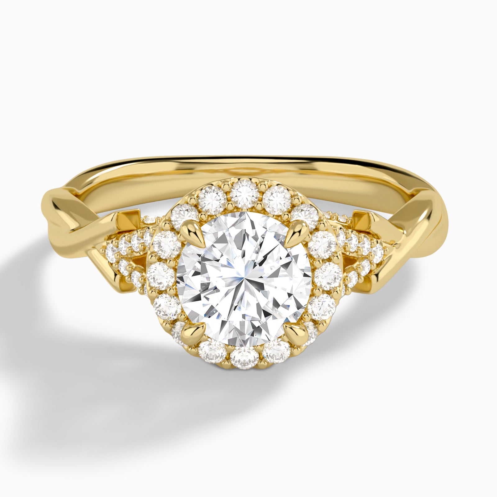 Round Luxe Victoria Lab Diamond Engagement Ring In 14K Yellow Gold - Lucenjuri