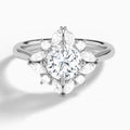 Round Dahlia Halo Lab Grown Diamond Engagement Ring In Platinum - Lucenjuri