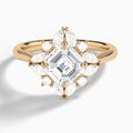 Asscher Dahlia Halo Lab Grown Diamond Engagement Ring In 14K Rose Gold - Lucenjuri
