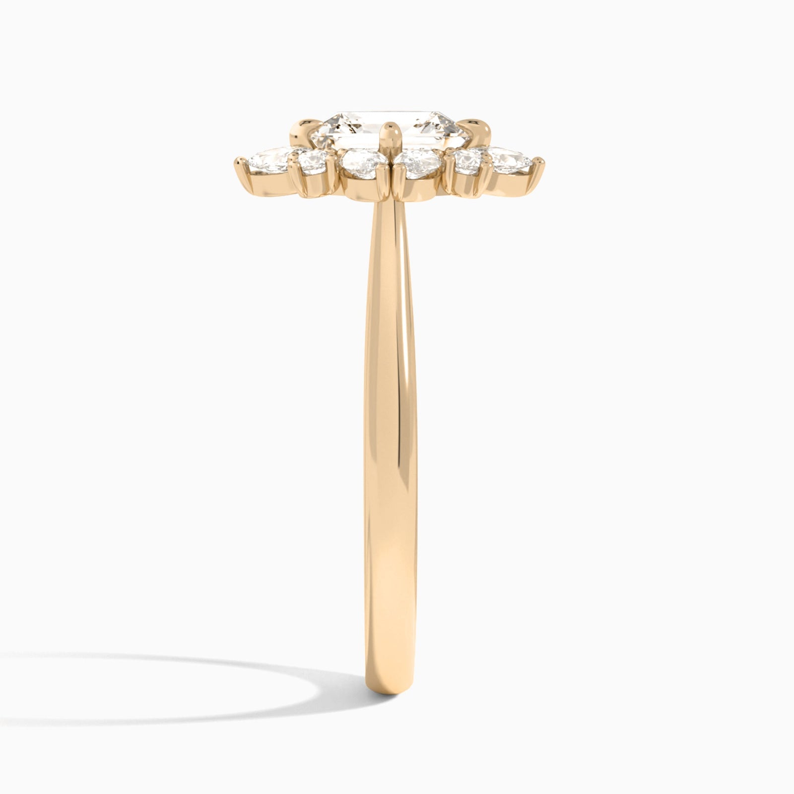 Asscher Dahlia Halo Lab Grown Diamond Engagement Ring In 14K Rose Gold, Side View