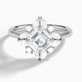 Asscher Dahlia Halo Lab Grown Diamond Engagement Ring In 18K White Gold - Lucenjuri