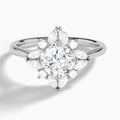Cushion Dahlia Halo Lab Grown Diamond Engagement Ring In 14K White Gold - Lucenjuri